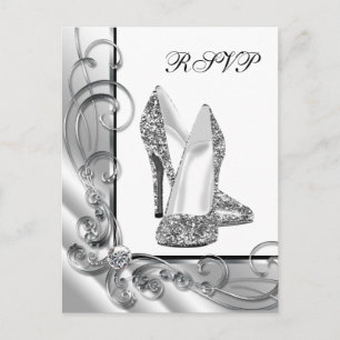 Silver High Heel Shoel UAWG Einladungspostkarte
