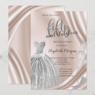 Silver High Heels Dress 50. Geburtstag Einladung