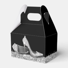 Silver High Heels Glitzer Confetti Elegante Schwar Geschenkschachtel