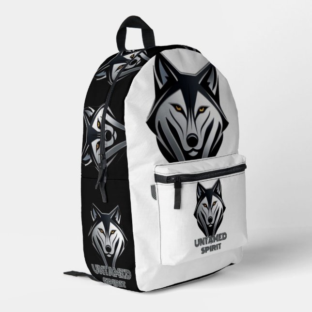 Silver Highlights auf einer dunklen Abstrakten Wol Bedruckter Rucksack (Rückseitige Ecke links)