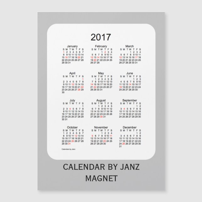 Silver Holiday Calendar von Janz 12x18 Magnet (Vorderseite)