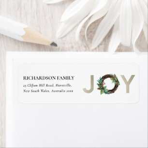 SILVER HOLLY BERRY JOY WREATH CHRISTMAS-ADRESSE