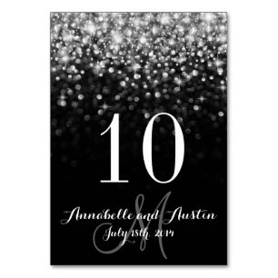 Silver Hollywood Glitz Glam Wedding Table Card Tischnummer