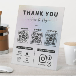 Silver Holographic Scan zu zahlen 3 QR-Code Vielen Sockelschild