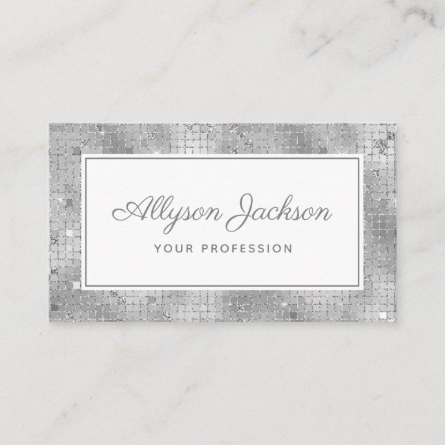 Silver Holographic Script Business Card Visitenkarte (Vorderseite)