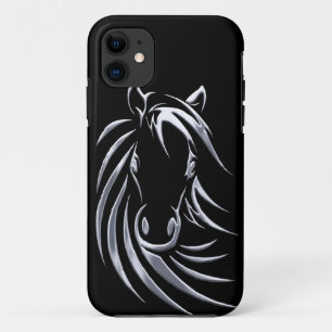 Silver Horse Head auf Black Case-Mate iPhone Hülle