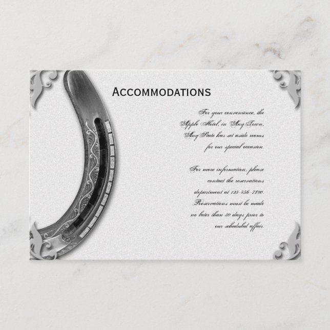 Silver Horseshoe auf der Weißen Hochzeit Begleitkarte (Vorderseite)