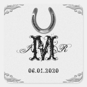 Silver Horseshoe Monogram Aufkleber