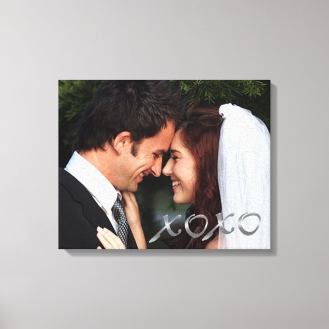 Silver Hugs und Kisses Wedding Foto Leinwanddruck (Vorderseite)