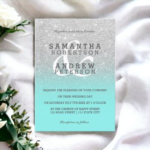 Silver Imitate Glitzer aquamarin ombre Brautübunge Einladung