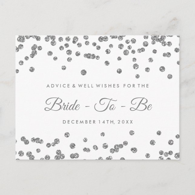 Silver Imitate Glitzer Confetti Bridal Ratgeber Hinweiskarte (Vorderseite)