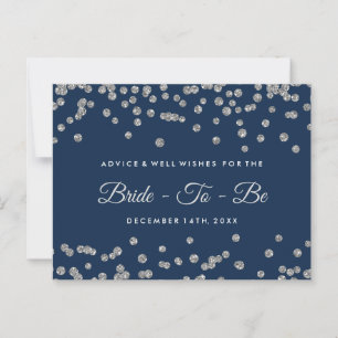 Silver Imitate Glitzer Confetti Navy Bridal Ratgeb Hinweiskarte