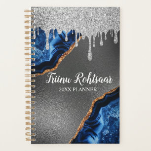 Silver Imitate Glitzer Glam Bling Personalisiert M Planer