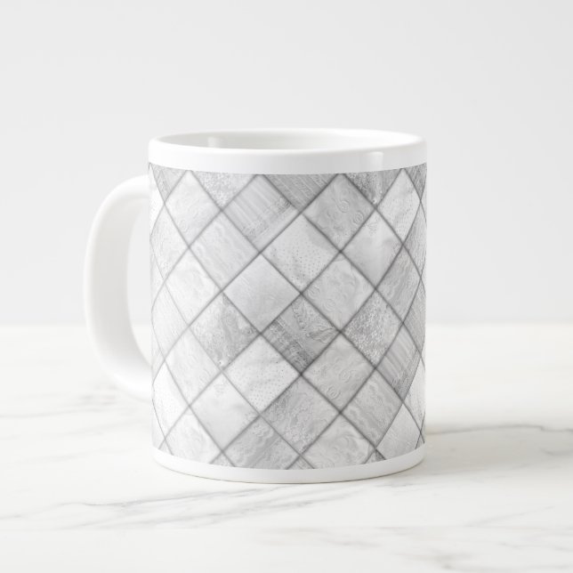 Silver Imitate Muster Quiltieren Muster Jumbo-Tasse (Vorderseite Links)