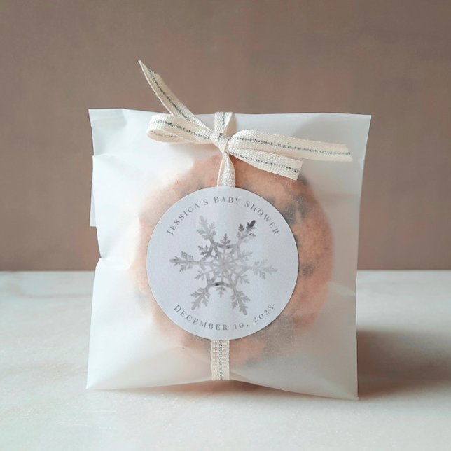 Silver Imitats Glittery Snowflake Weihnachten Runder Aufkleber (Von Creator hochgeladen)