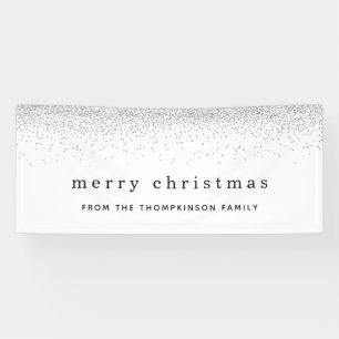 Silver Imitats Glitzer Border Name Frohe Weihnacht Banner