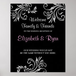 Silver Imitats Glitzer, Custom Wedding Welcome Pos Poster