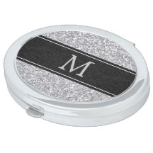 Silver Imitats Glitzer Monogram