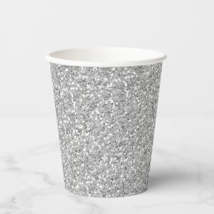 Silver Imitats Glitzer Pink Paper Cups Pappbecher