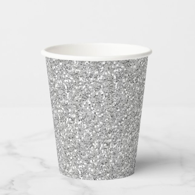Silver Imitats Glitzer Pink Paper Cups Pappbecher (Vorderseite)