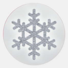 Silver IMITATS Glitzer Snowflake mit Roter Aufkleb Runder Aufkleber