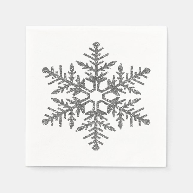 Silver Imitats Glitzer Snowflake Serviette (Vorderseite)
