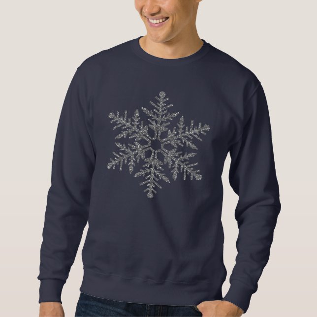 Silver Imitats Glitzer Snowflake Sweatshirt (Vorderseite)