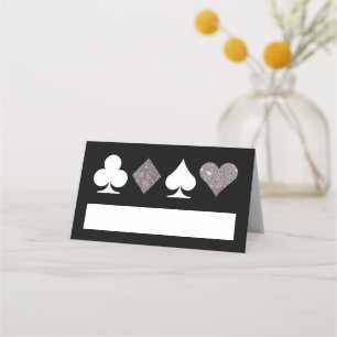 Silver Imitats Glitzer Vegas Platzkarte auf Black