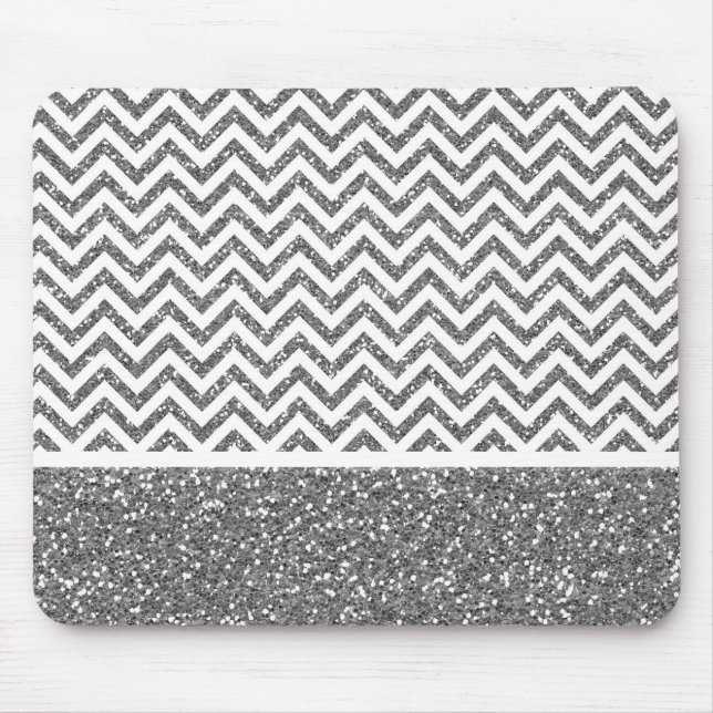 Silver Imitats Glitzer Zickzack Mousepad (Vorne)