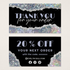 Silver Imitats irisierender Glitzer Discount Card