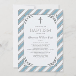 Silver Impression Blue Religious Einladung