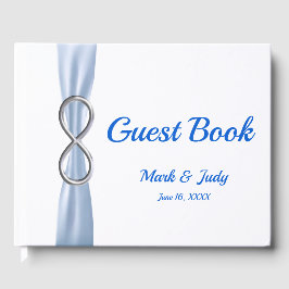 Silver Infinity Blue Ribbon Wedding Guestbook Gästebuch
