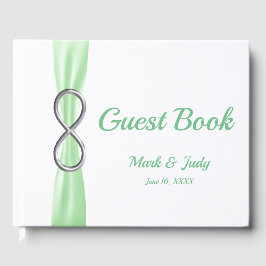 Silver Infinity Green Ribbon Wedding Guestbook Gästebuch