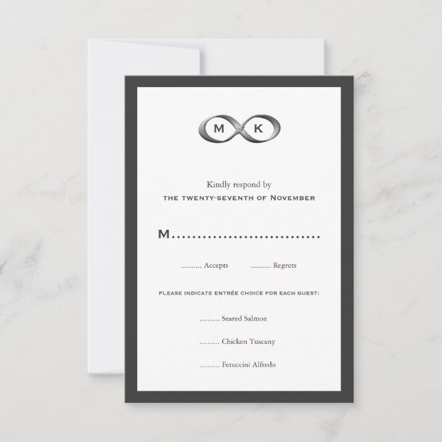 Silver Infinity Hand Clasp Wedding RSVP Card (Vorderseite)