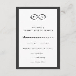 Silver Infinity Hand Clasp Wedding RSVP Card Karte
