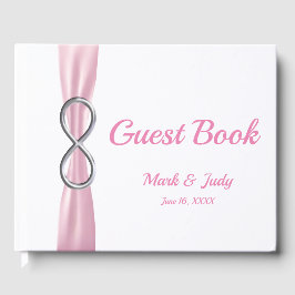 Silver Infinity Pink Ribbon Wedbook Gästebuch