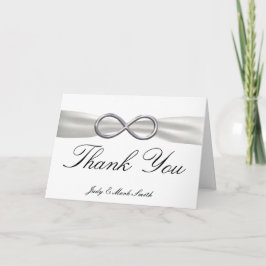 Silver Infinity White Wedding Dankeschön Card Dankeskarte