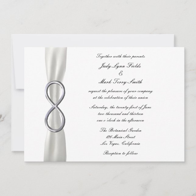 Silver Infinity White Wedding Einladung (Vorderseite)