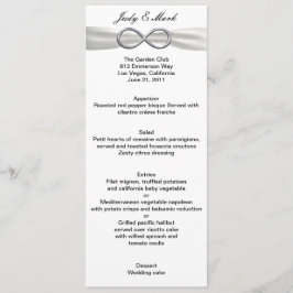 Silver Infinity White Wedding Menu Card Menükarte