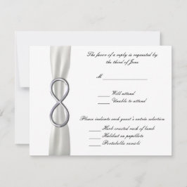 Silver Infinity White Wedding Response Card RSVP Karte