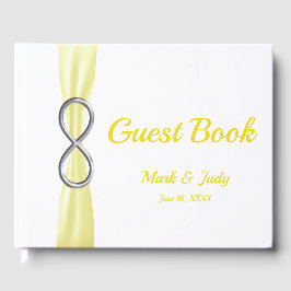 Silver Infinity Yellow Ribbon Wedbook Gästebuch