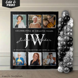 Silver Initials Custom Birthday Background und Fot Wandteppich