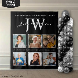 Silver Initials Custom Birthday Background und Fot Wandteppich