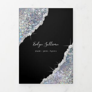 Silver irisierter Glitzer Trifold-Broschüre Dreifach Gefaltete Karte