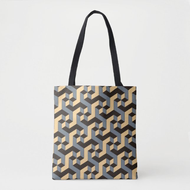 Silver Ivory Geometric Complex Tile Tasche (Vorderseite)