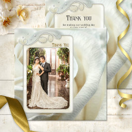 Silver Ivory Rose Wedding Danke Foto Card