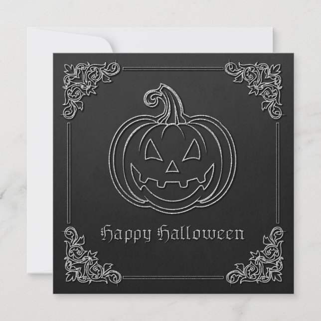 Silver Jack O' Lantern Halloween Einladung (Vorderseite)