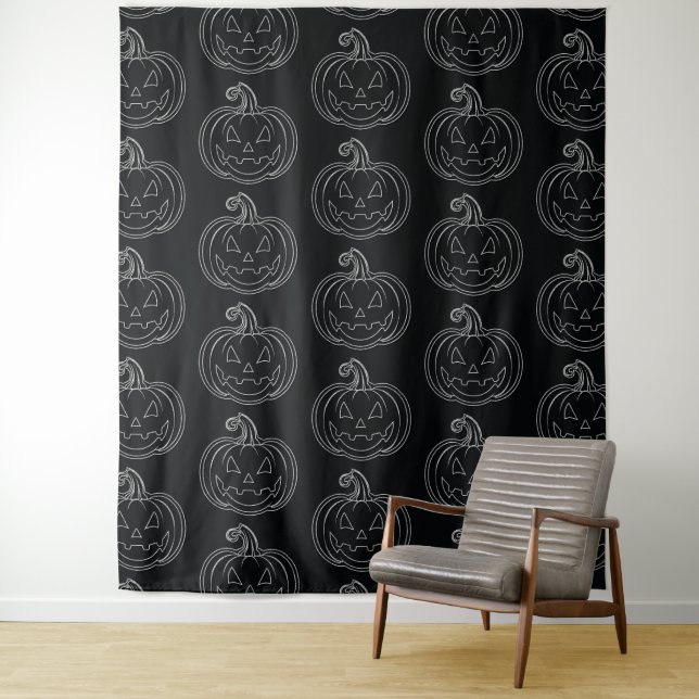 Silver Jack O' Lantern Halloween Foto Hintergrund Wandteppich (Beispiel)