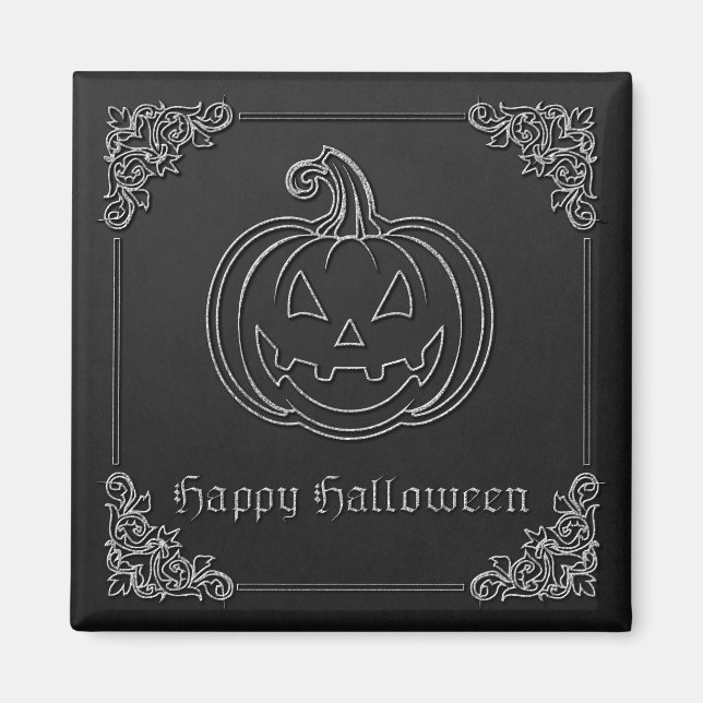Silver Jack O' Lantern Halloween Magnet (Vorne)