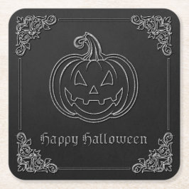 Silver Jack O' Lantern Halloween Rechteckiger Pappuntersetzer